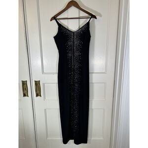 Vintage Scott McClintock Rhinestone Formal Prom Dress Womens Size 6 Black